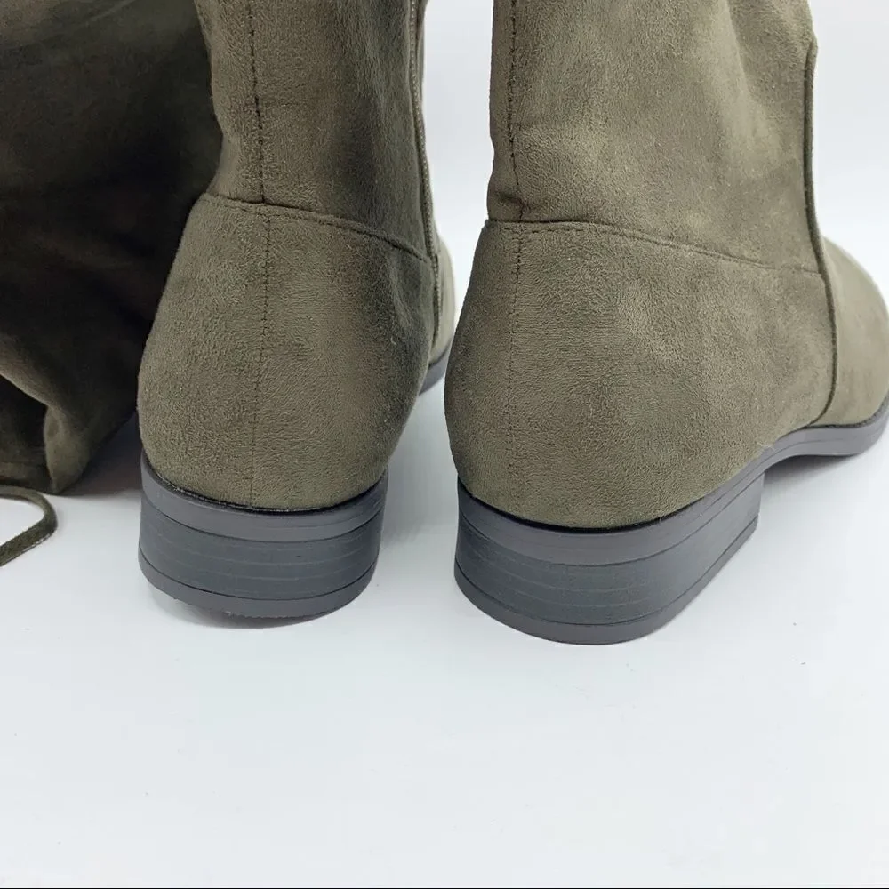 Charlotte Russe Wide Over‎ the Knee Olive Faux Suede Boots 10W